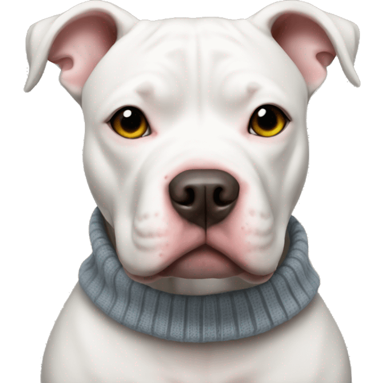 White pit bull wearing a sweater emoji