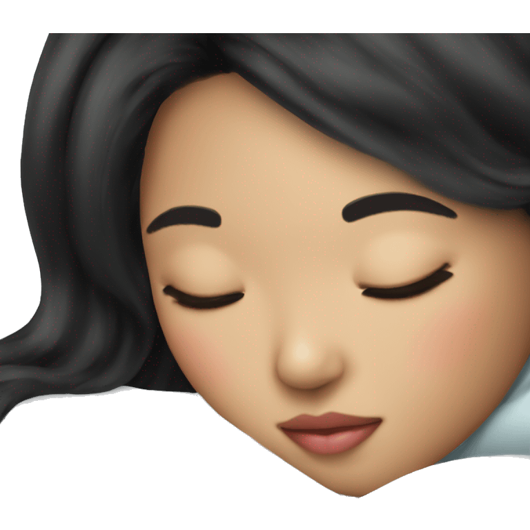 Coquette asian black hair girl sleeping  emoji