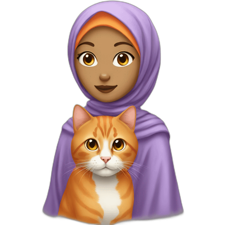 Cure Orange cat with a lightskin who wear hijab emoji