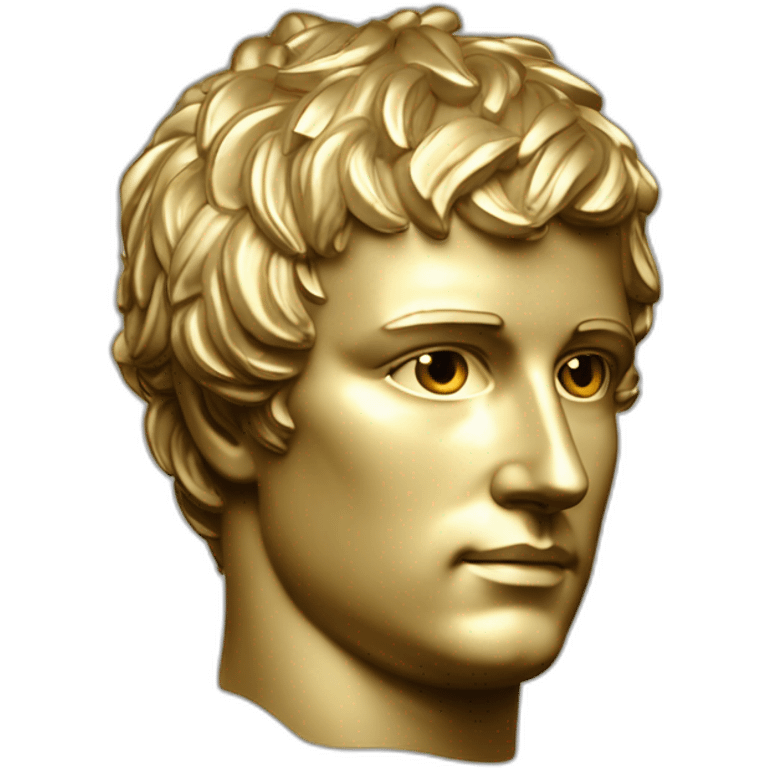 Laurel wreath on short hair serious napoleon bonaparte golden statue emoji