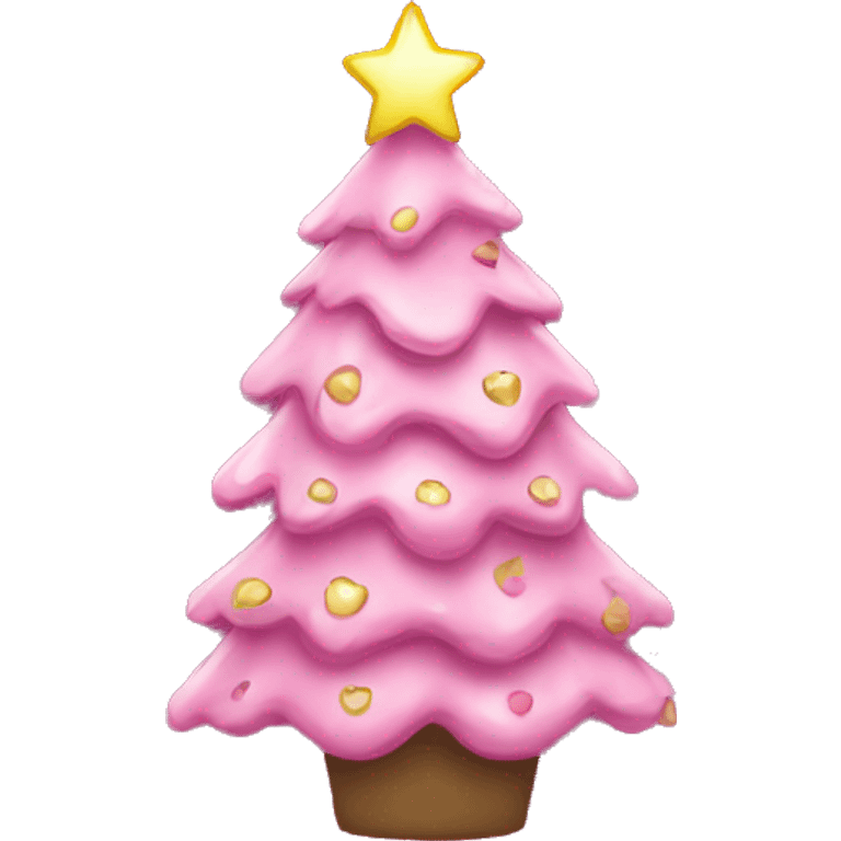 A pink decorated christmas tree emoji