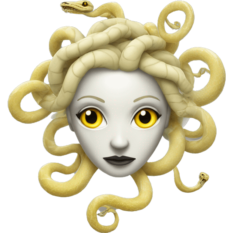 Medusa with white skin, yellow eyes and black snakes  emoji