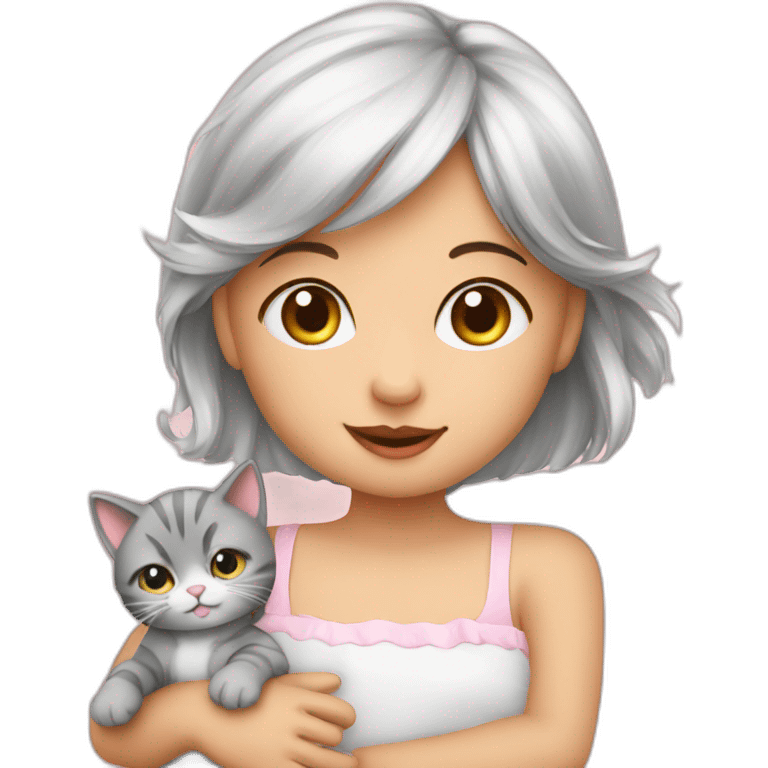 Baby girl with 2 cat ms emoji