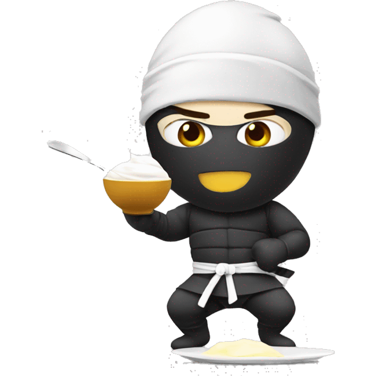 ninja eating yogurt with a spoon emoji