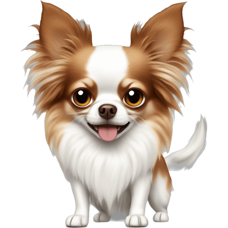 Long haired chihuahua white with reddish brown super angry emoji