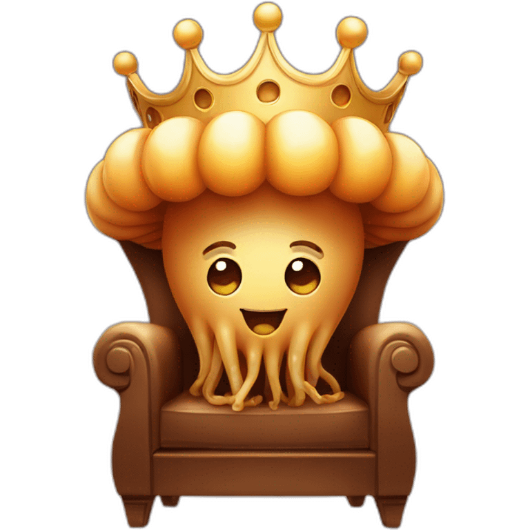 brown jellyfish cute sitting on throne with crown emoji