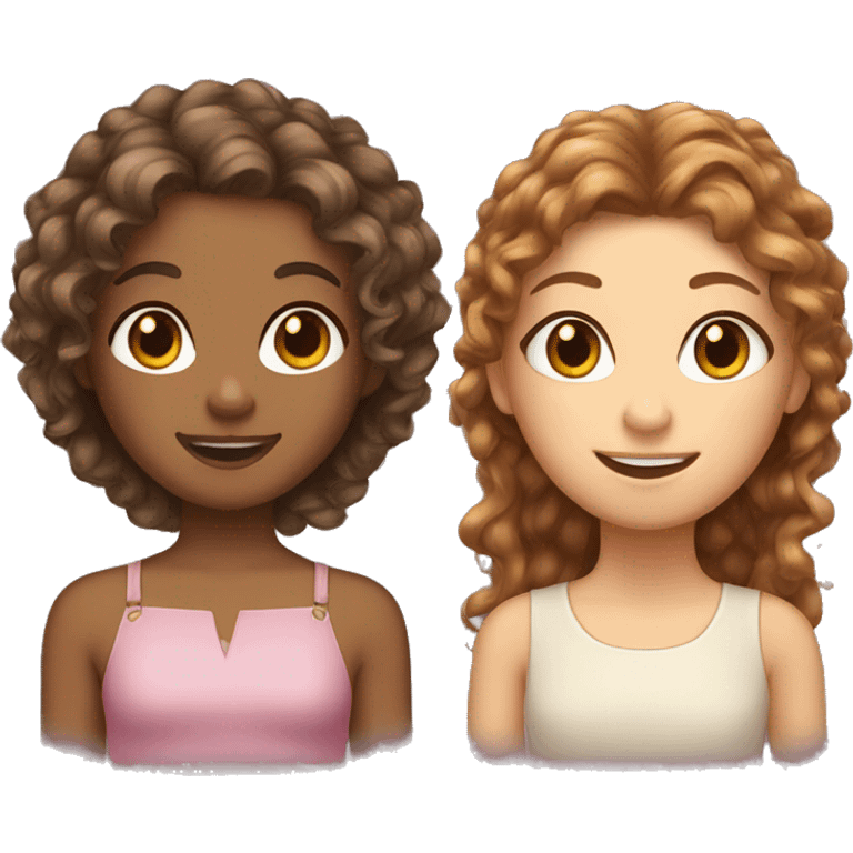 Two girls curly brown hair and straight fairy hair  emoji