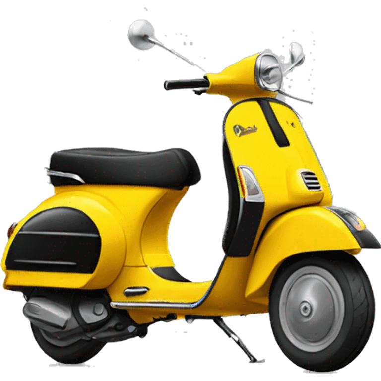 a vespa with a black color and yellow wheel emoji