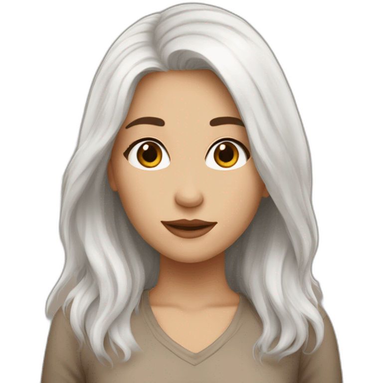 Girl white hair Brown and êtes brown emoji