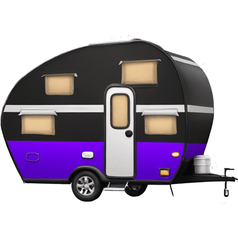 Realistic black and purple camping travel trailer isolated.  emoji