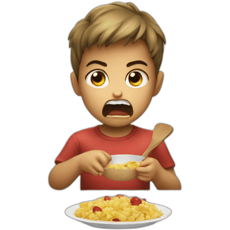 Angry child eating emoji