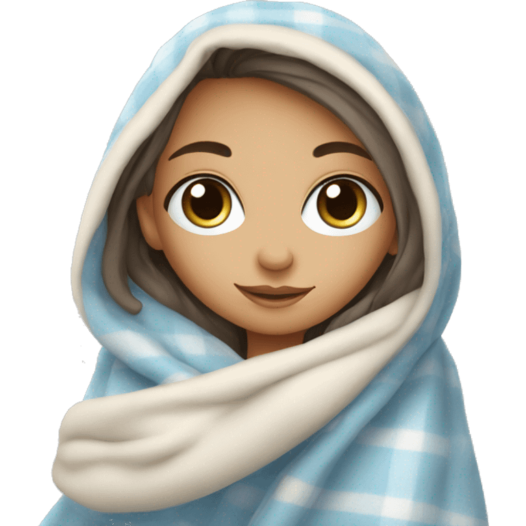 blue eyed cozy girl in a blanket emoji