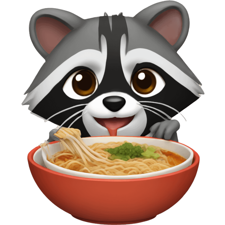 Raccoon eating ramen emoji