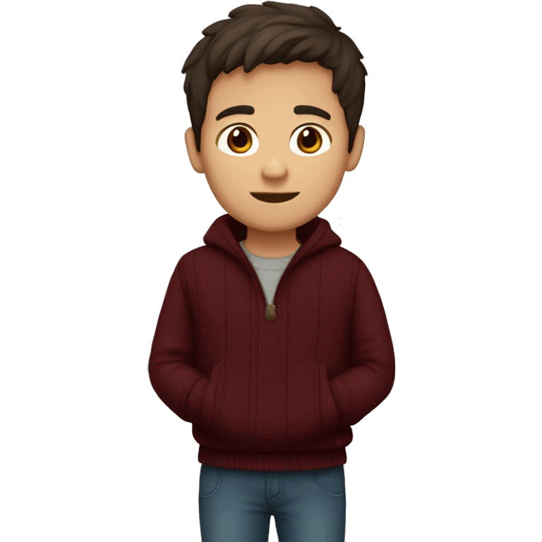 winter, christmas, hispanic, short brown hair, boy, brown eyes, child, full body, burgundy sweater emoji