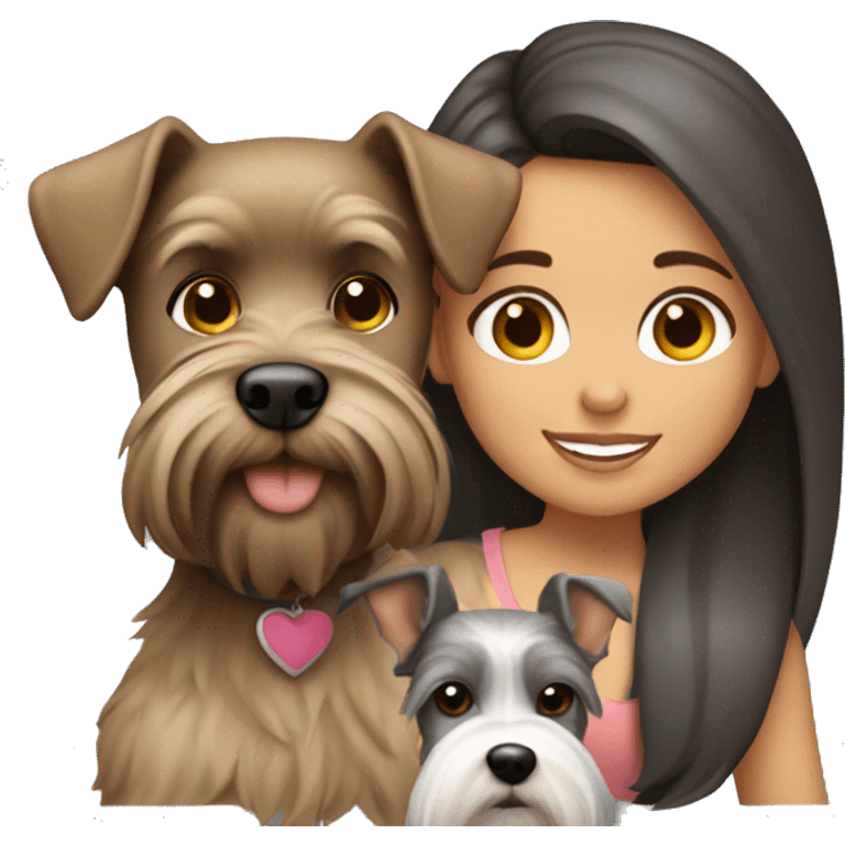 brunette tan girl with schnauzer dog emoji