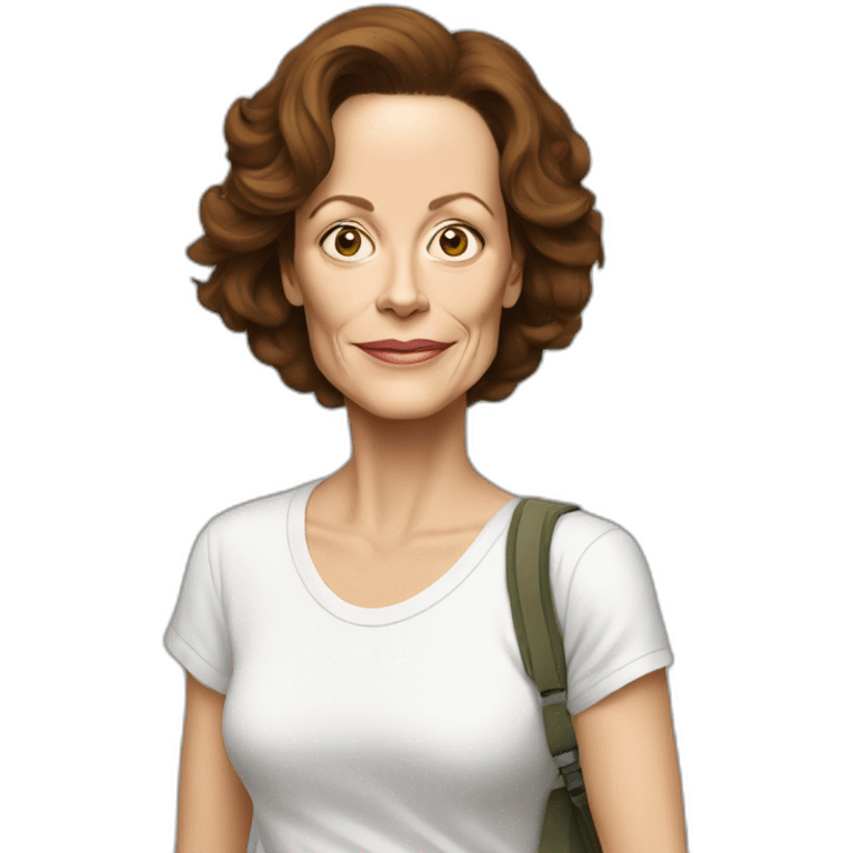 sigourney weaver cartoon wearing tee emoji