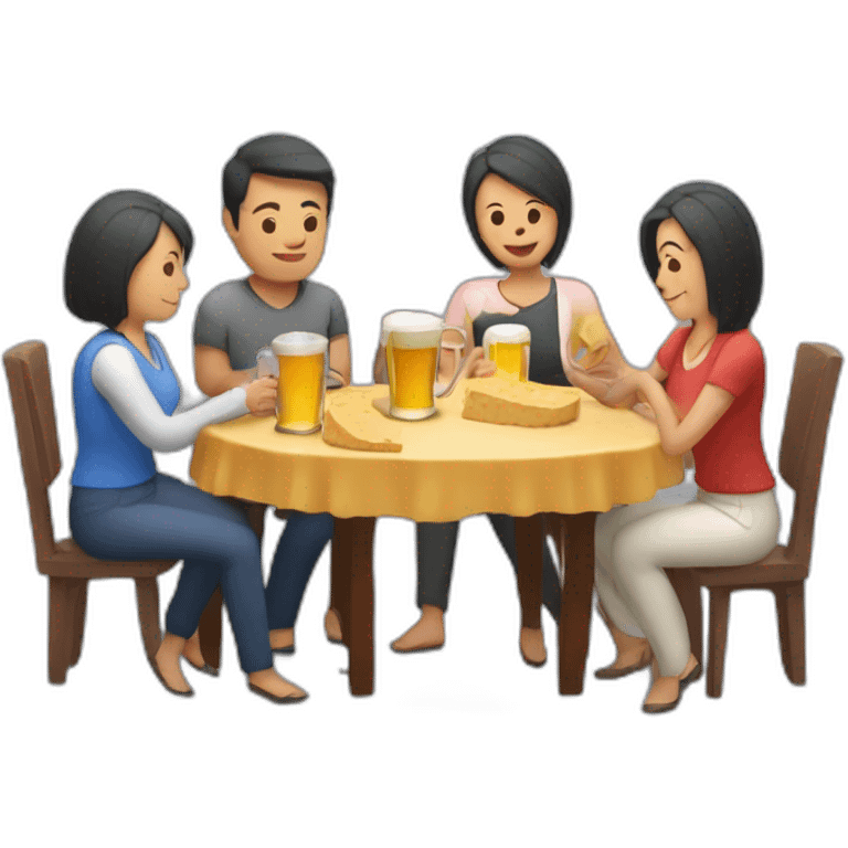 Reunión de mamás con queso y birra emoji