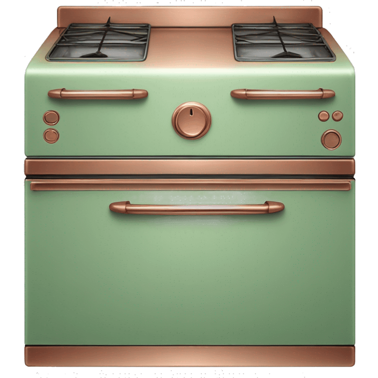 Realistic pastel green and metallic copper vintage oven. emoji