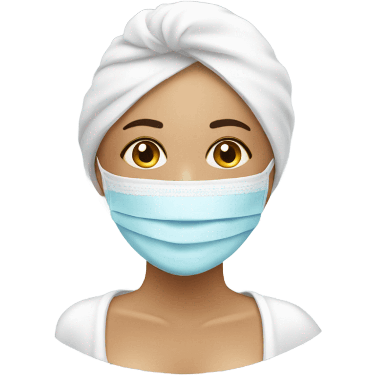 Lady with face mask spa beauty full face relaxing emoji