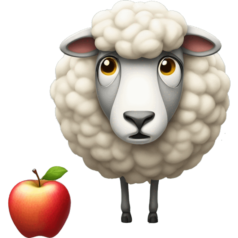 Confused sheep craving a rotten apple emoji