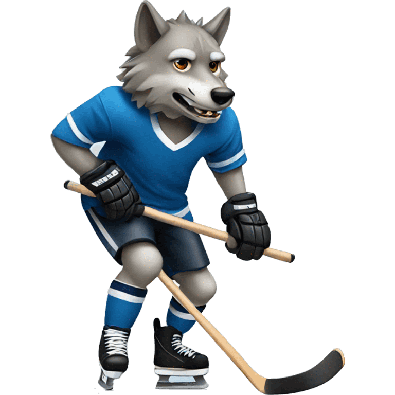 Wolf playing hockey  emoji