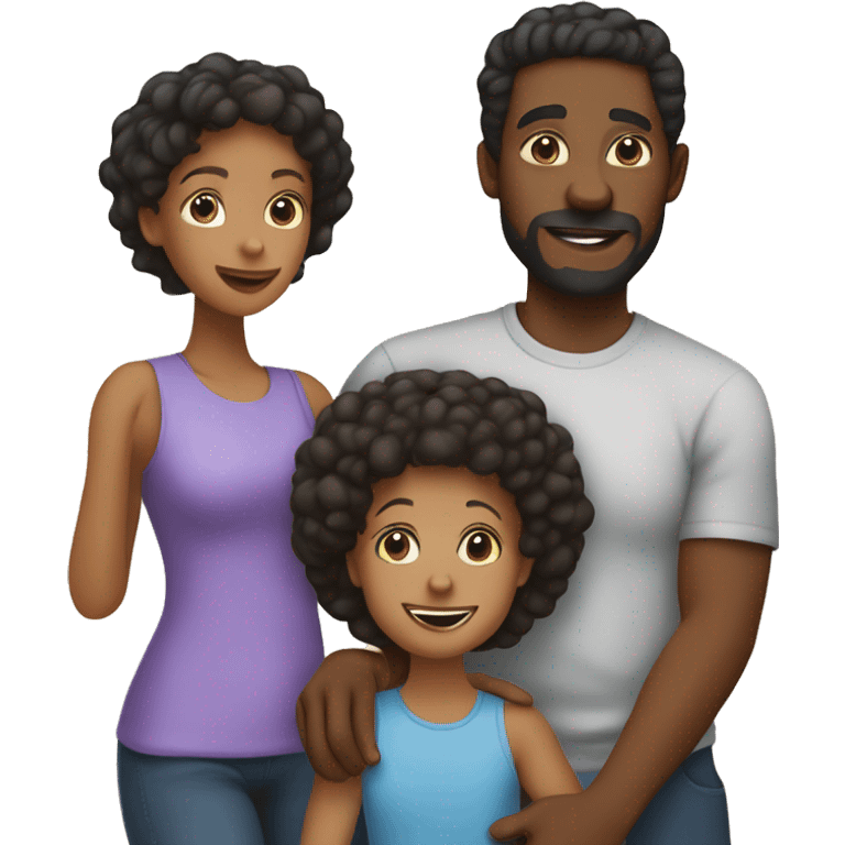 a loving black family black dad, mixed race mom, 1 son, 1 daughter, and 1 young son emoji