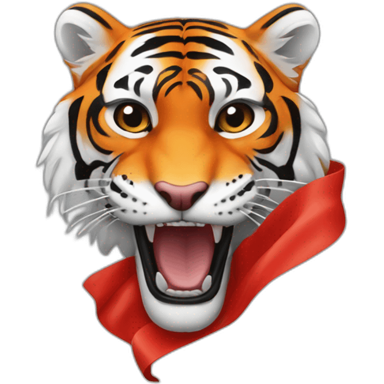 Drapeau rouge avec un motif de tigre emoji