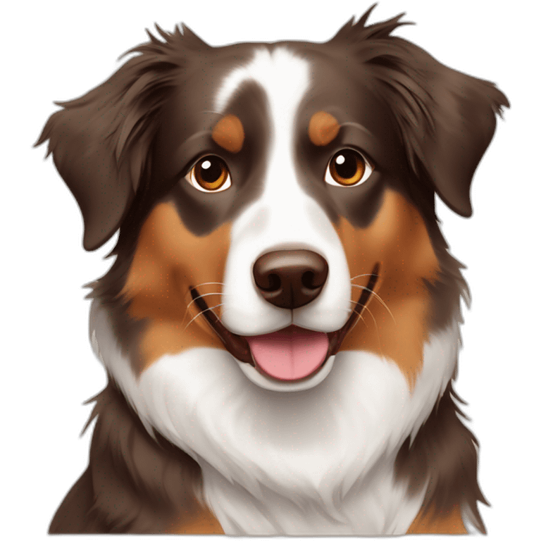 Brown and tan Australian shepherd with bandana emoji