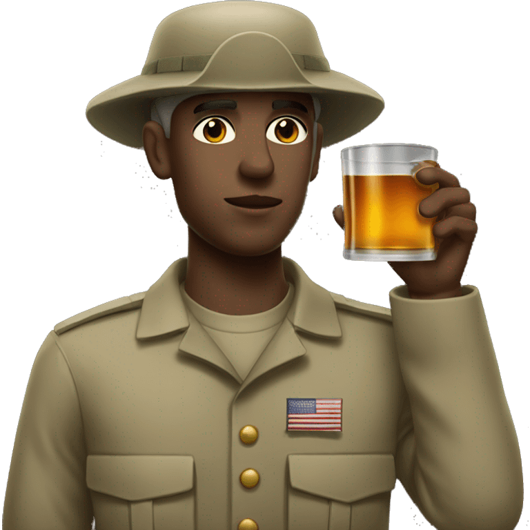 White American soldier drinking whiskey emoji