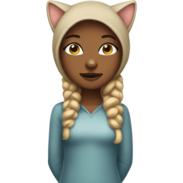 girl wearing cat costumes  emoji