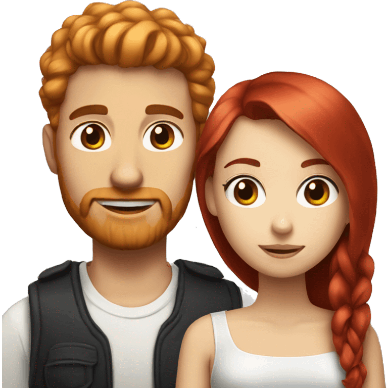 A red haired man and black haired white girl  emoji