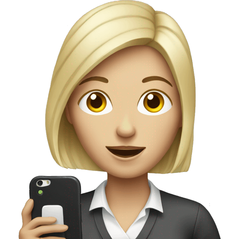 white woman showing phone emoji