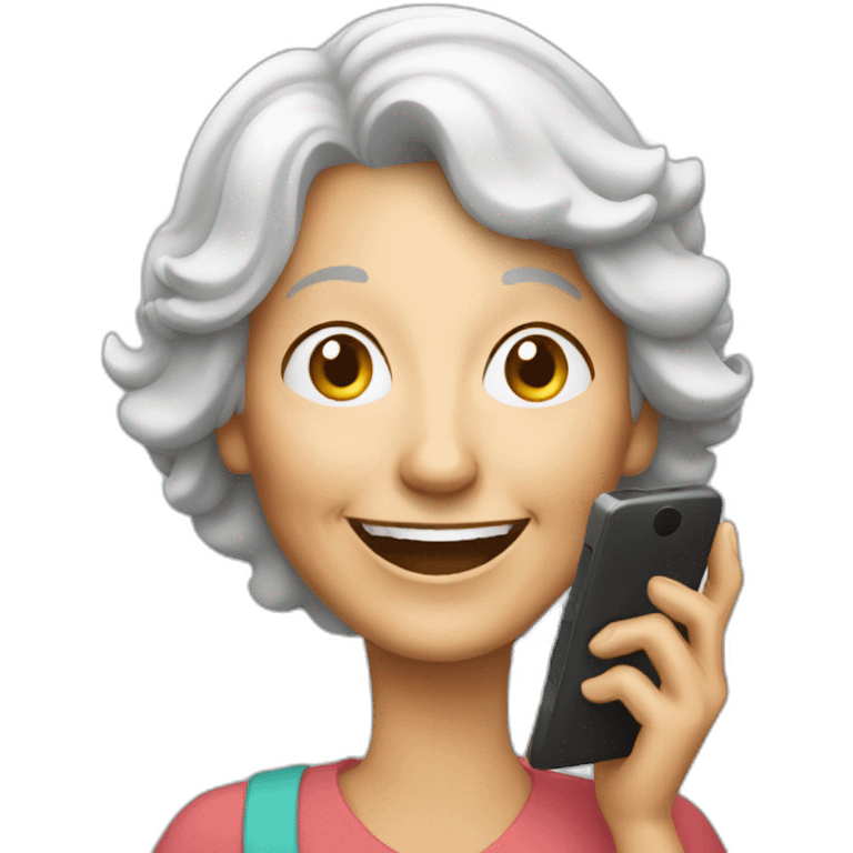 happy older woman with a phone  emoji