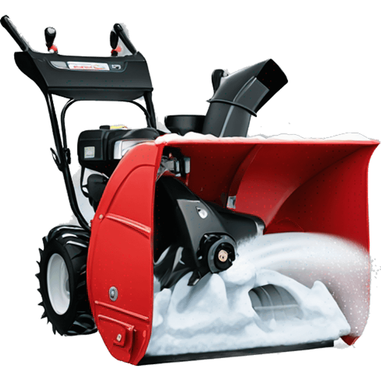 Red snow blower blowing snow in winter emoji