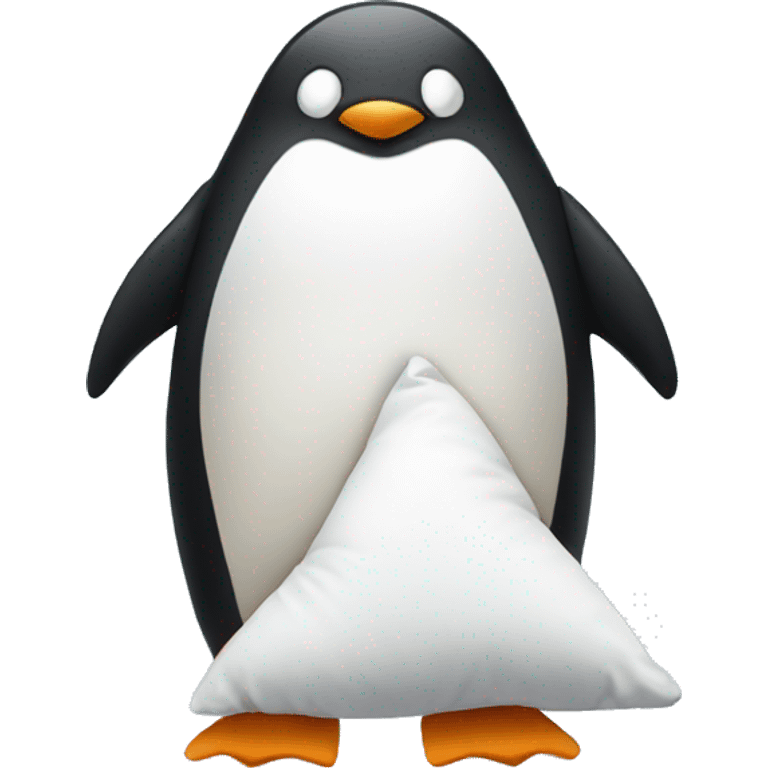 Penguin holding pillow emoji