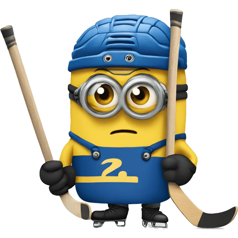 Minion playing hockey emoji