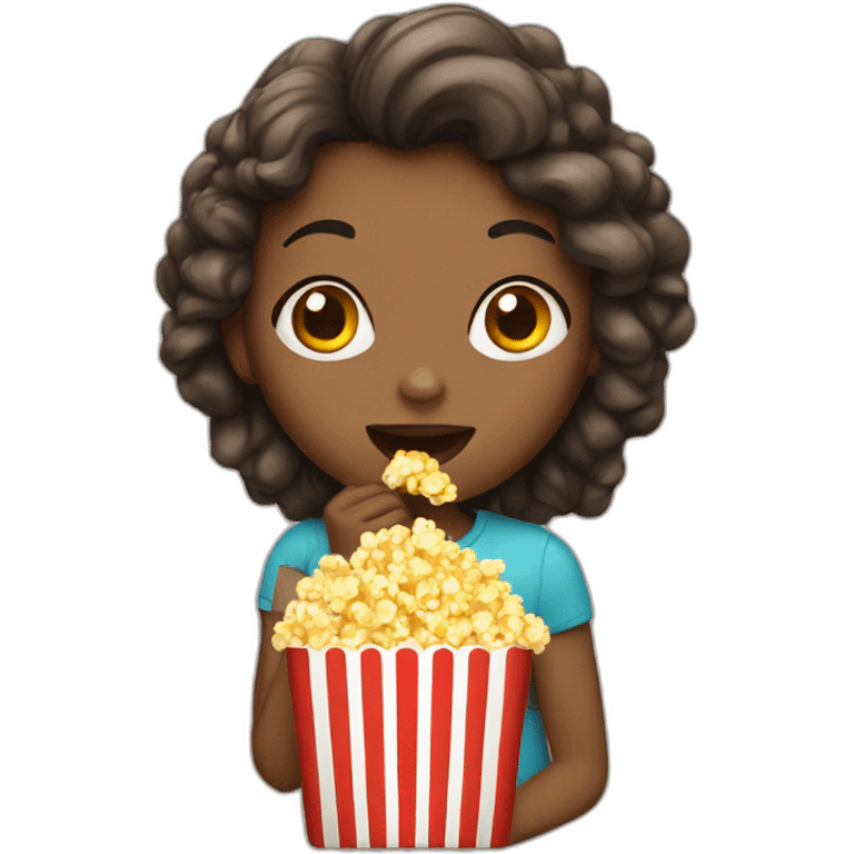 Girl eating popcorn emoji