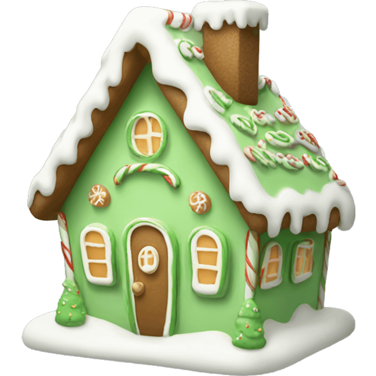 Cosy light green gingerbread house  emoji