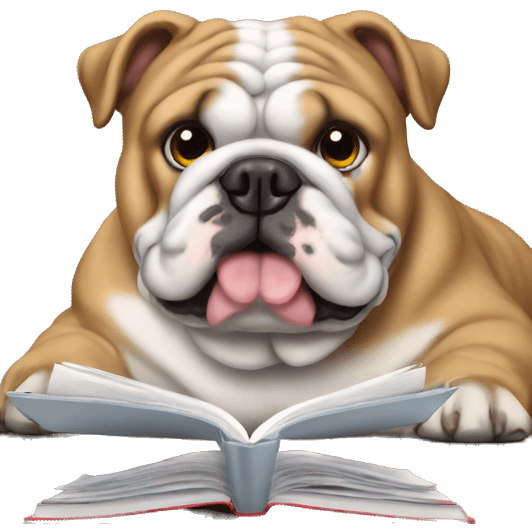 english bulldog reading pc emoji