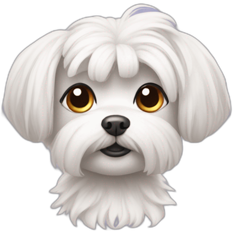 Maltese with hair tied up emoji