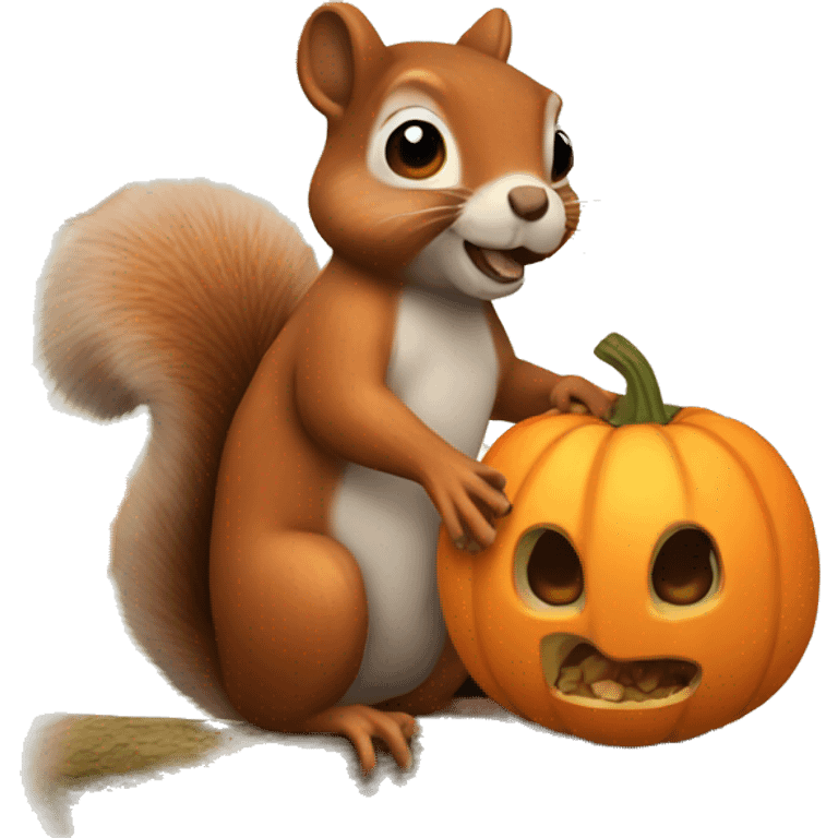 Squirrel eating a pumpkin emoji