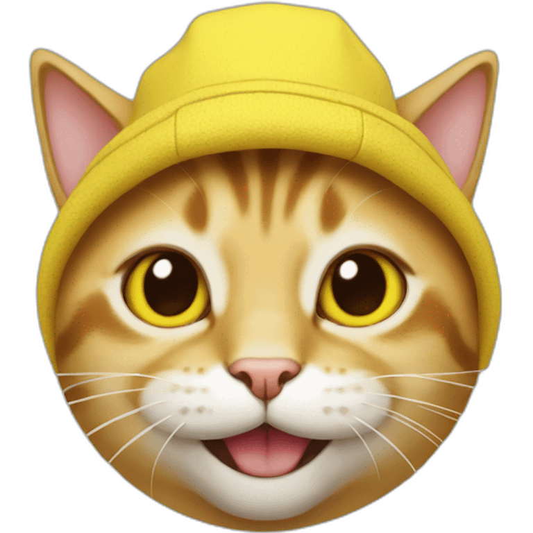 cat in a yellow cap laughs merrily emoji