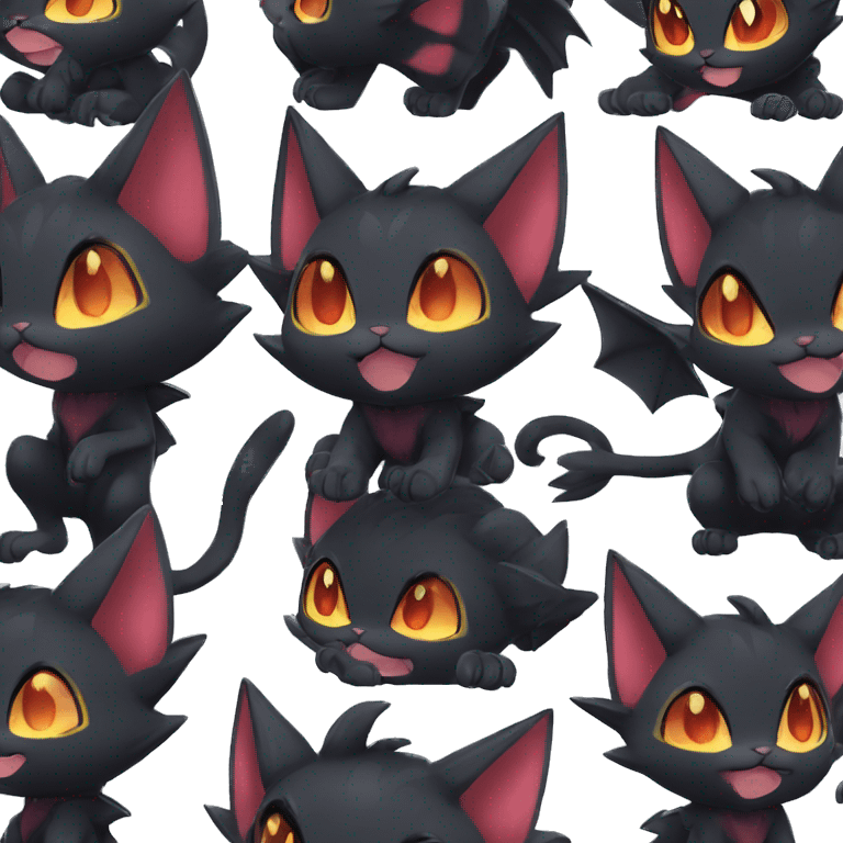 Cool Cute Edgy Black Dark Chibi Cat-Noibat-Noivern-Litten-Fakémon-hybrid emoji