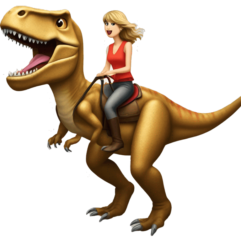 Taylor swift riding a trex emoji