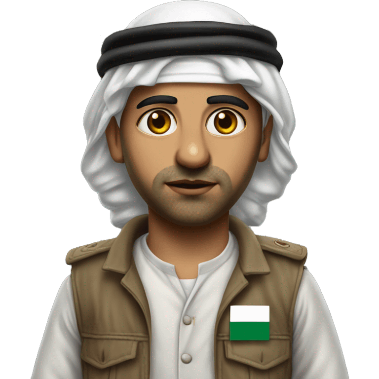 Palestinian in national guise photorealistic serious emoji