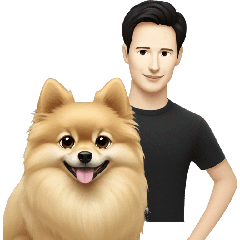 Pavel Durov and Pomeranian dog with BUFFY text in the background  emoji