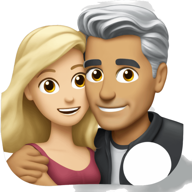 George Clooney hugging blonde woman holding Yorkshire terrier  emoji