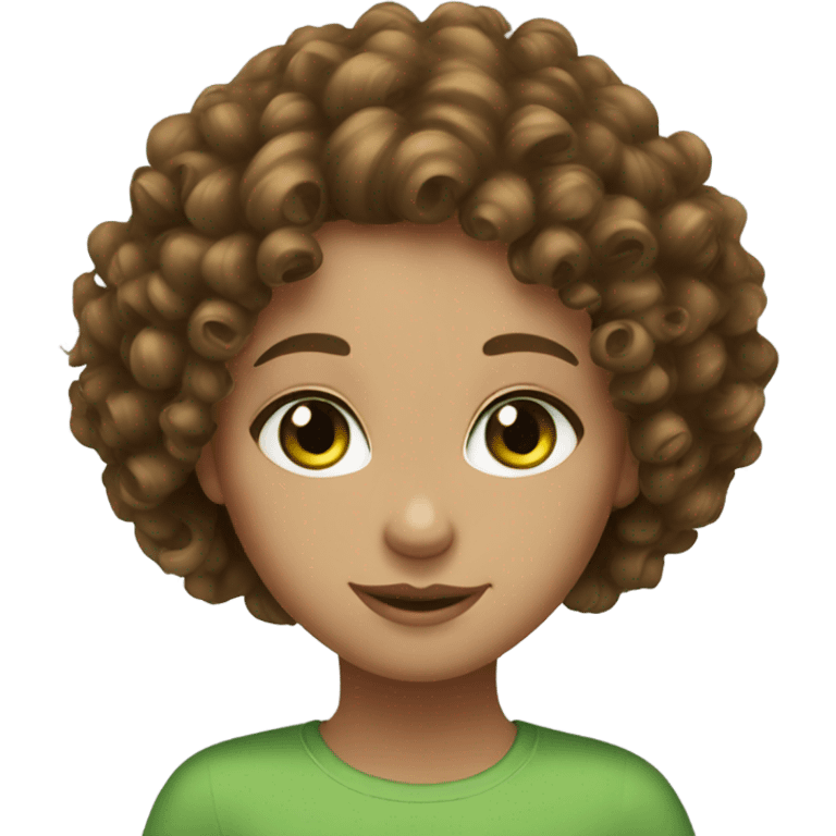 brown curly hair and green eyes girl emoji