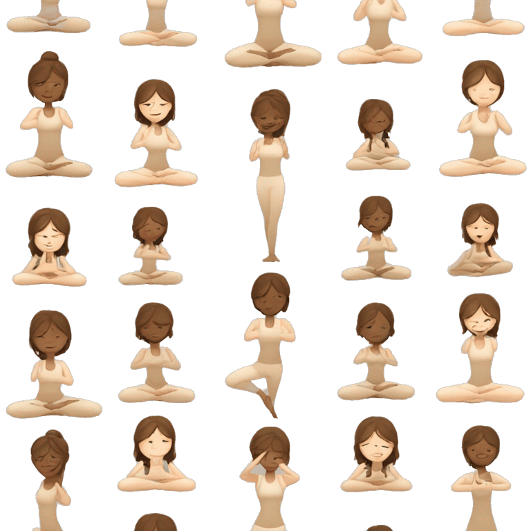 White Girl with brown hair doing yoga in beige tones  emoji