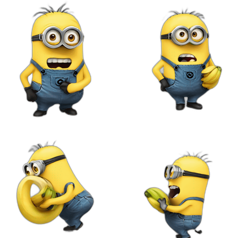 Yelling minion holding an banana emoji